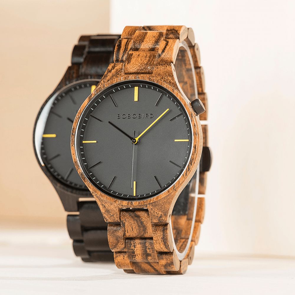 Bobo Bird S27 Casual Stijl Heren Polshorloge Houten Creatieve Quartz Horloges