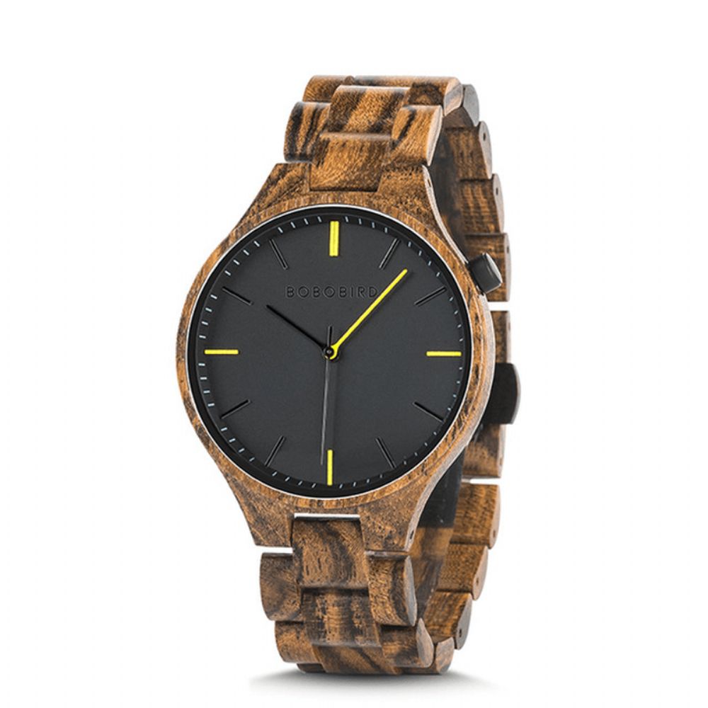 Bobo Bird S27 Casual Stijl Heren Polshorloge Houten Creatieve Quartz Horloges