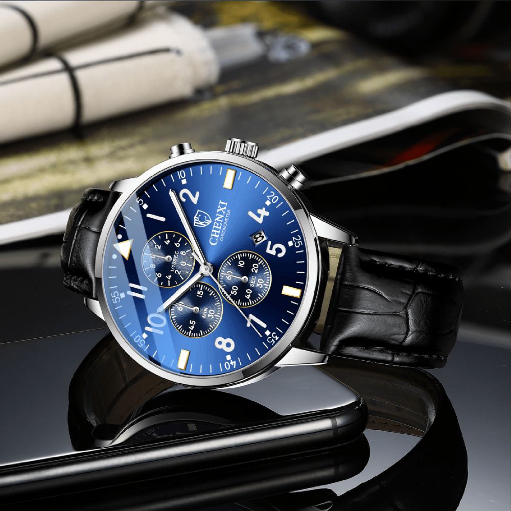 Business Heren Full Steel Quartz Horloge Waterdicht Datum Klok Legering Herenhorloge