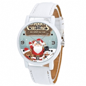 Cartoon Kerstman Met Teddybeer Sneeuw Mannen Patroon Mode Kind Quartz Horloge