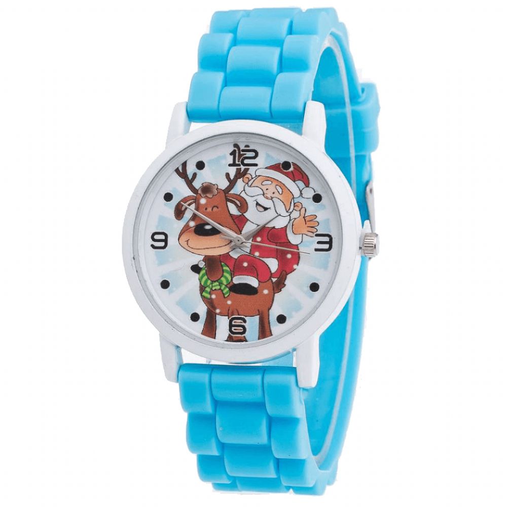 Cartoon Kerstman Rendier Patroon Siliconen Band Horloge Leuke Kid Horloge Mode Kinderen Quartz Horloge: