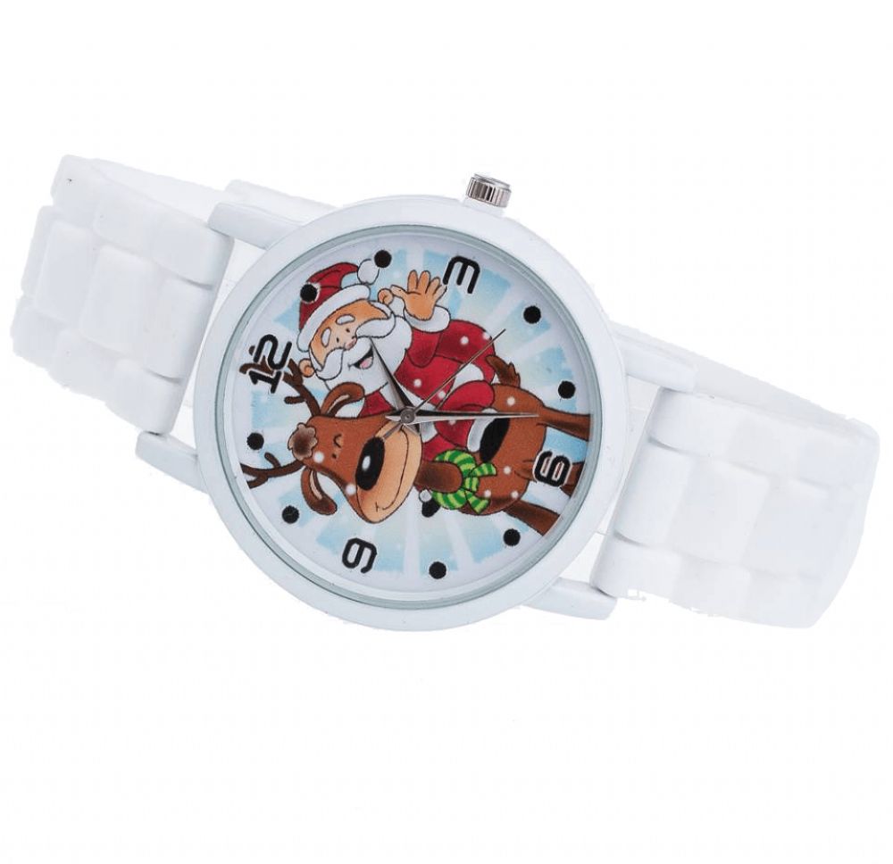 Cartoon Kerstman Rendier Patroon Siliconen Band Horloge Leuke Kid Horloge Mode Kinderen Quartz Horloge: