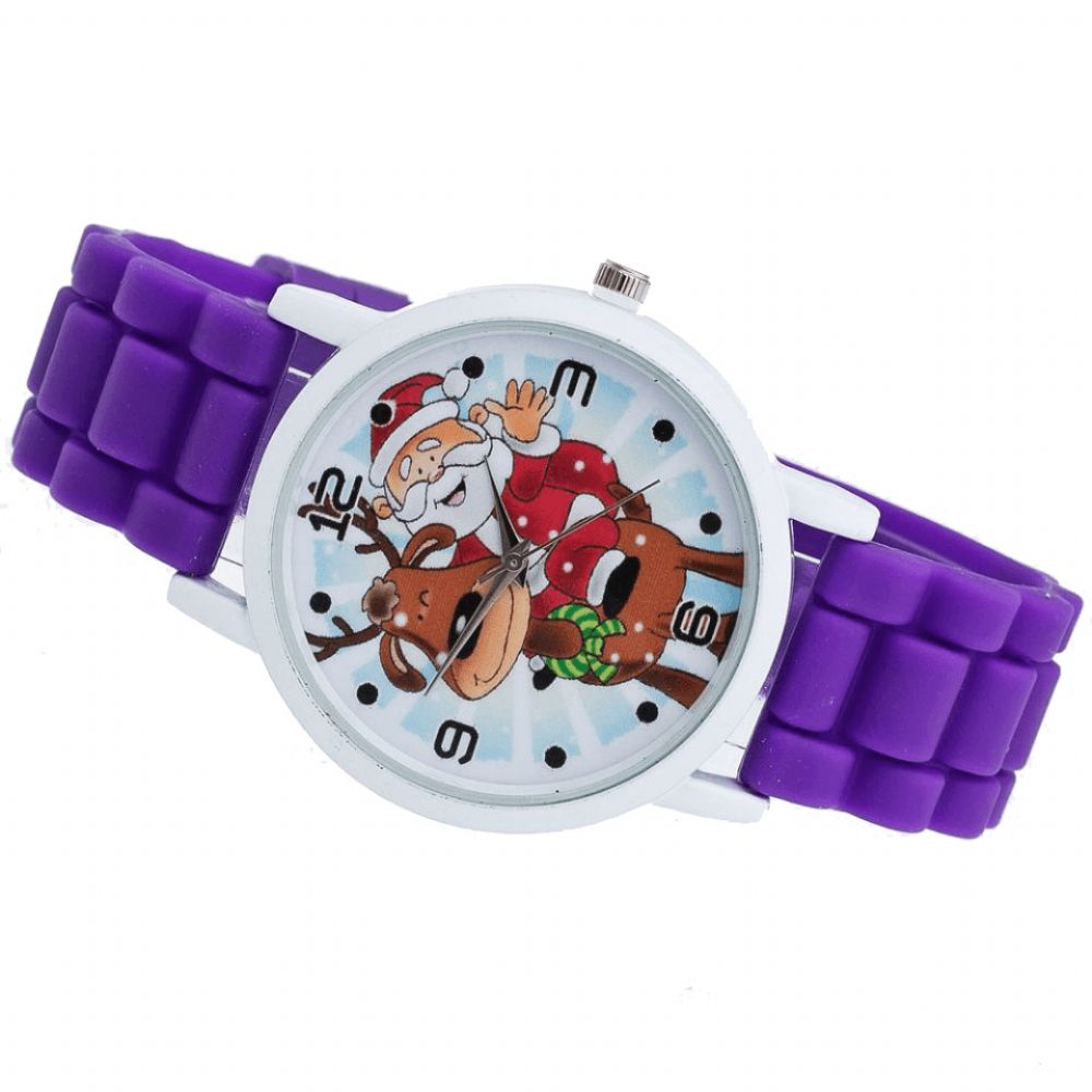 Cartoon Kerstman Rendier Patroon Siliconen Band Horloge Leuke Kid Horloge Mode Kinderen Quartz Horloge: