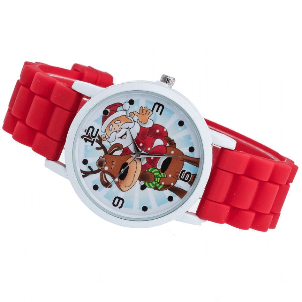 Cartoon Kerstman Rendier Patroon Siliconen Band Horloge Leuke Kid Horloge Mode Kinderen Quartz Horloge: