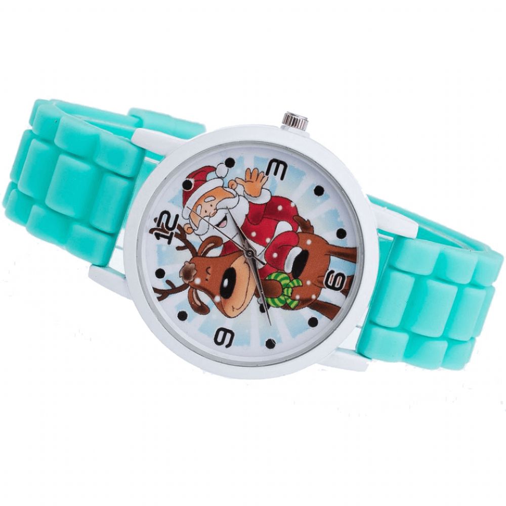 Cartoon Kerstman Rendier Patroon Siliconen Band Horloge Leuke Kid Horloge Mode Kinderen Quartz Horloge: