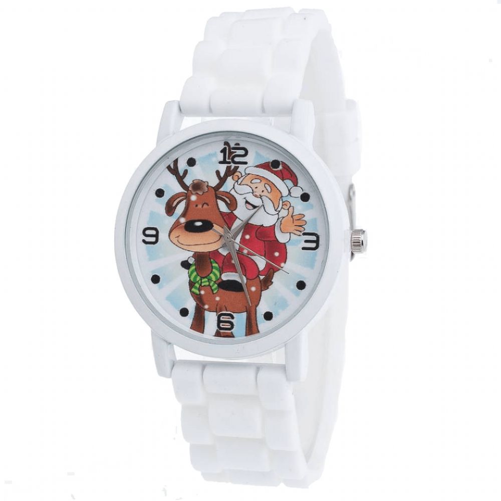 Cartoon Kerstman Rendier Patroon Siliconen Band Horloge Leuke Kid Horloge Mode Kinderen Quartz Horloge: