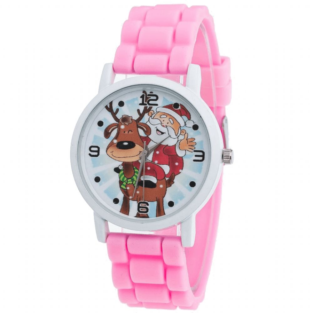 Cartoon Kerstman Rendier Patroon Siliconen Band Horloge Leuke Kid Horloge Mode Kinderen Quartz Horloge: