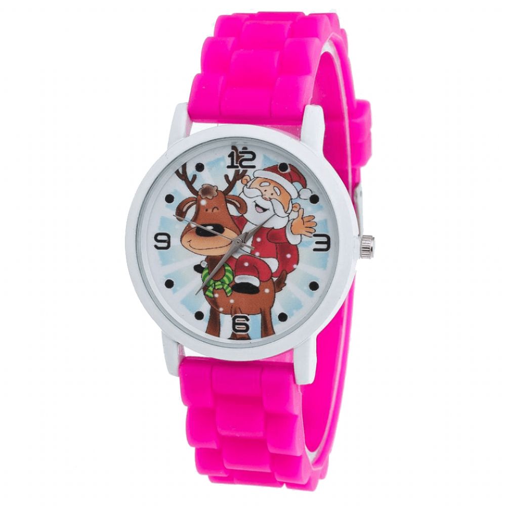 Cartoon Kerstman Rendier Patroon Siliconen Band Horloge Leuke Kid Horloge Mode Kinderen Quartz Horloge: