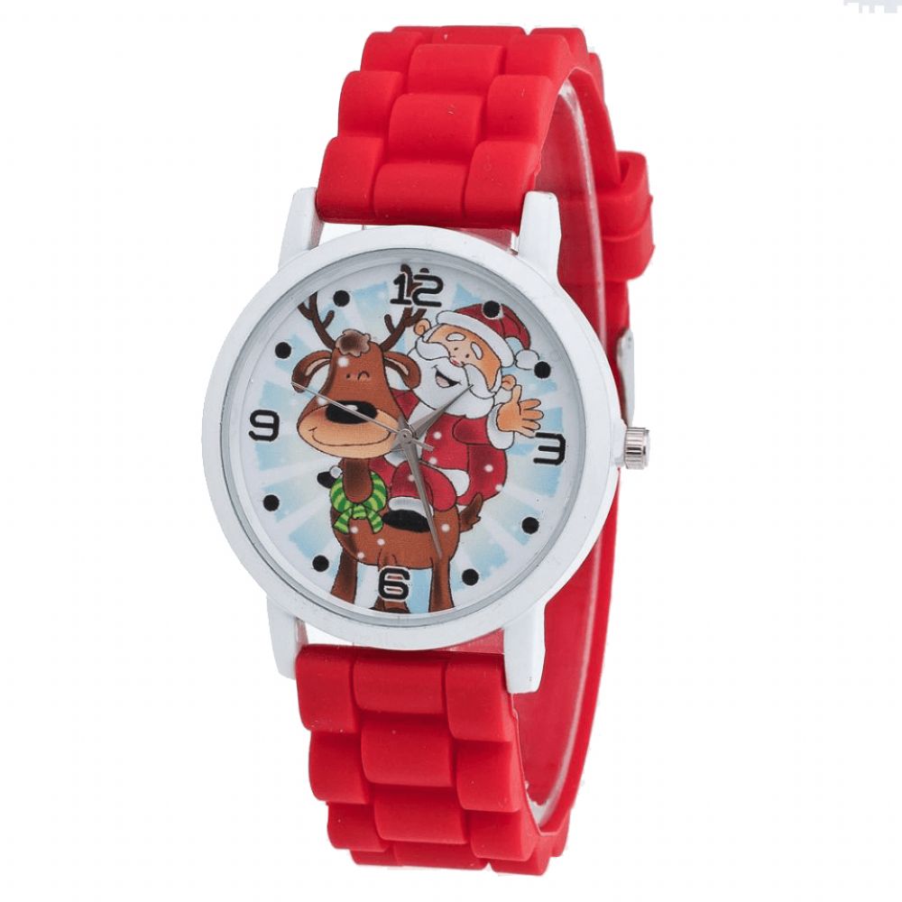 Cartoon Kerstman Rendier Patroon Siliconen Band Horloge Leuke Kid Horloge Mode Kinderen Quartz Horloge: