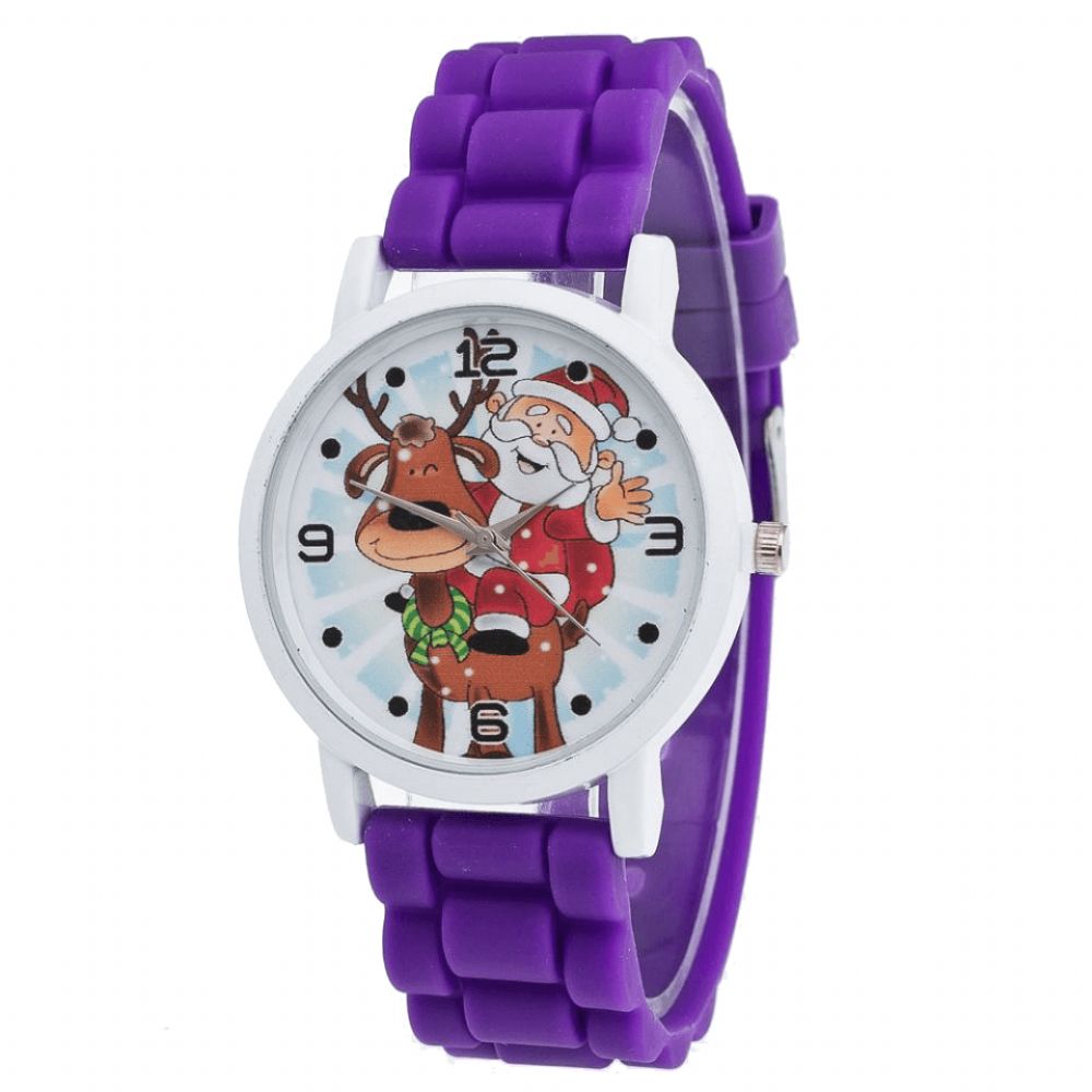 Cartoon Kerstman Rendier Patroon Siliconen Band Horloge Leuke Kid Horloge Mode Kinderen Quartz Horloge: