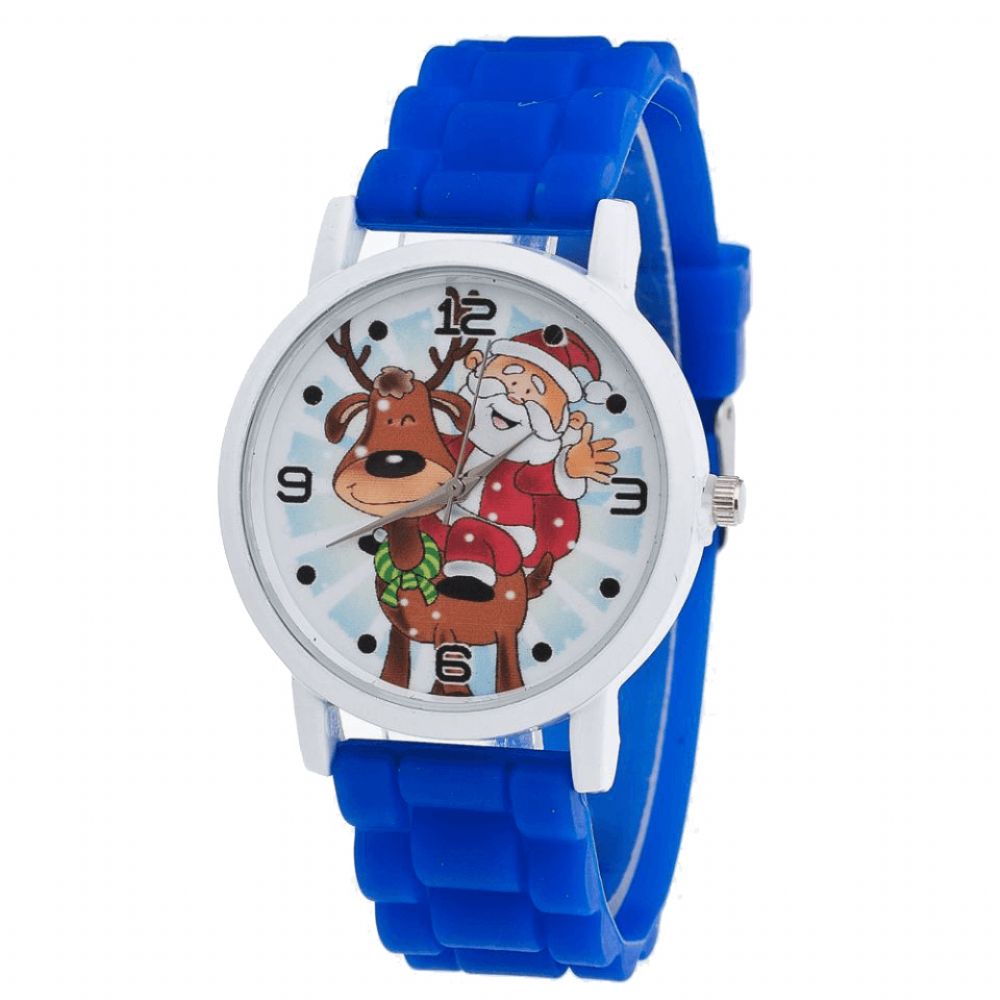 Cartoon Kerstman Rendier Patroon Siliconen Band Horloge Leuke Kid Horloge Mode Kinderen Quartz Horloge: