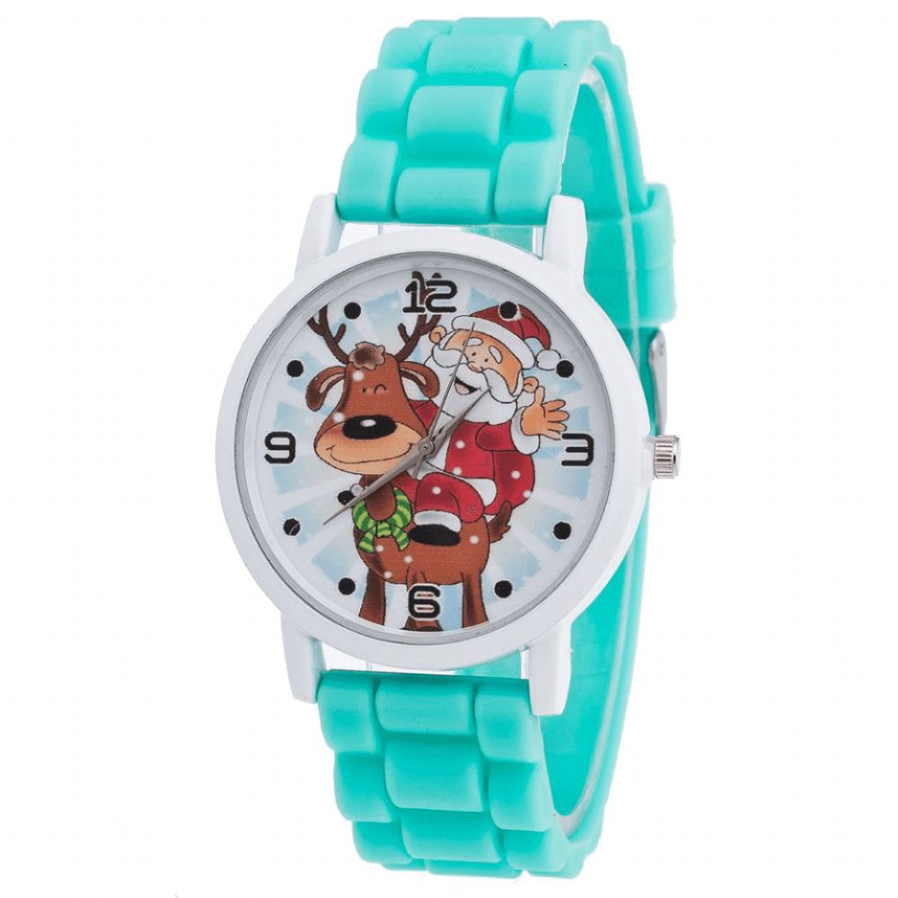 Cartoon Kerstman Rendier Patroon Siliconen Band Horloge Leuke Kid Horloge Mode Kinderen Quartz Horloge: