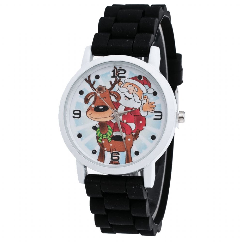 Cartoon Kerstman Rendier Patroon Siliconen Band Horloge Leuke Kid Horloge Mode Kinderen Quartz Horloge: