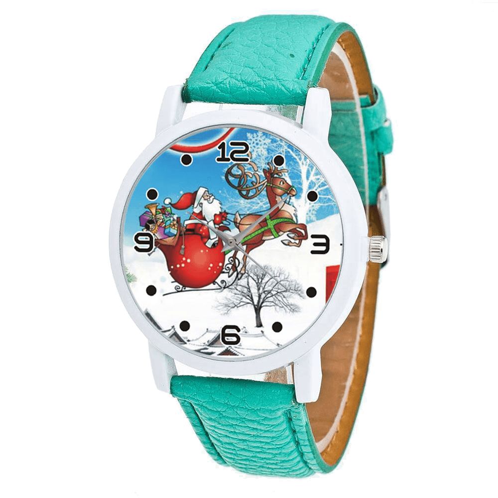 Cartoon Santa Claus Snowfield Patroon Schattig Kind Horloge Mode Kinderen Quartz Horloge