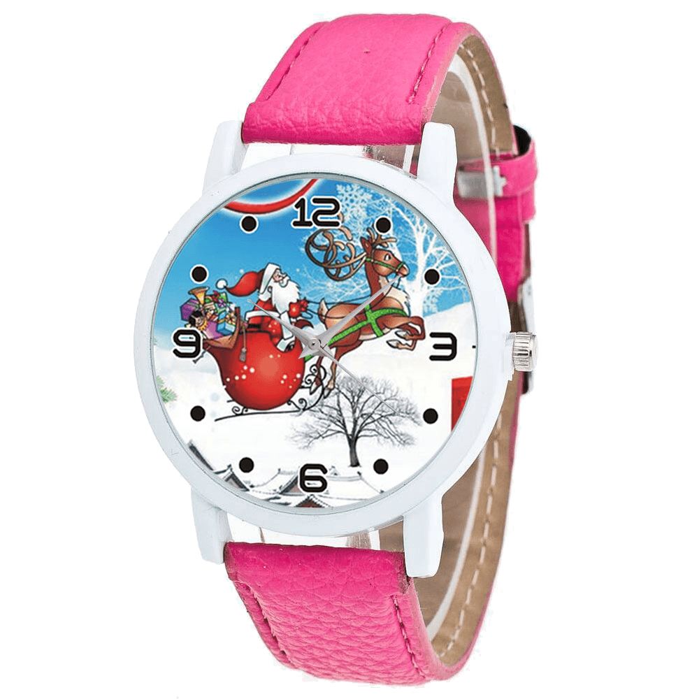 Cartoon Santa Claus Snowfield Patroon Schattig Kind Horloge Mode Kinderen Quartz Horloge