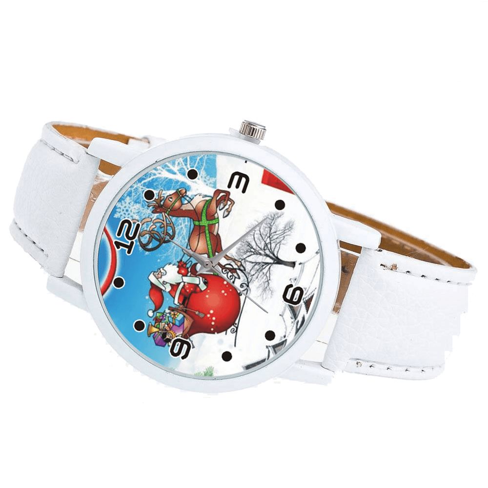 Cartoon Santa Claus Snowfield Patroon Schattig Kind Horloge Mode Kinderen Quartz Horloge