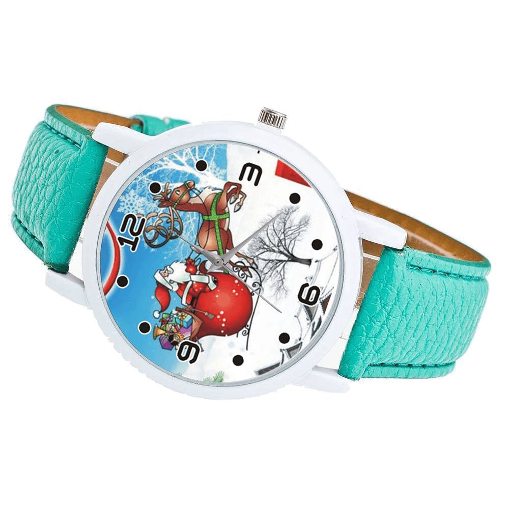 Cartoon Santa Claus Snowfield Patroon Schattig Kind Horloge Mode Kinderen Quartz Horloge