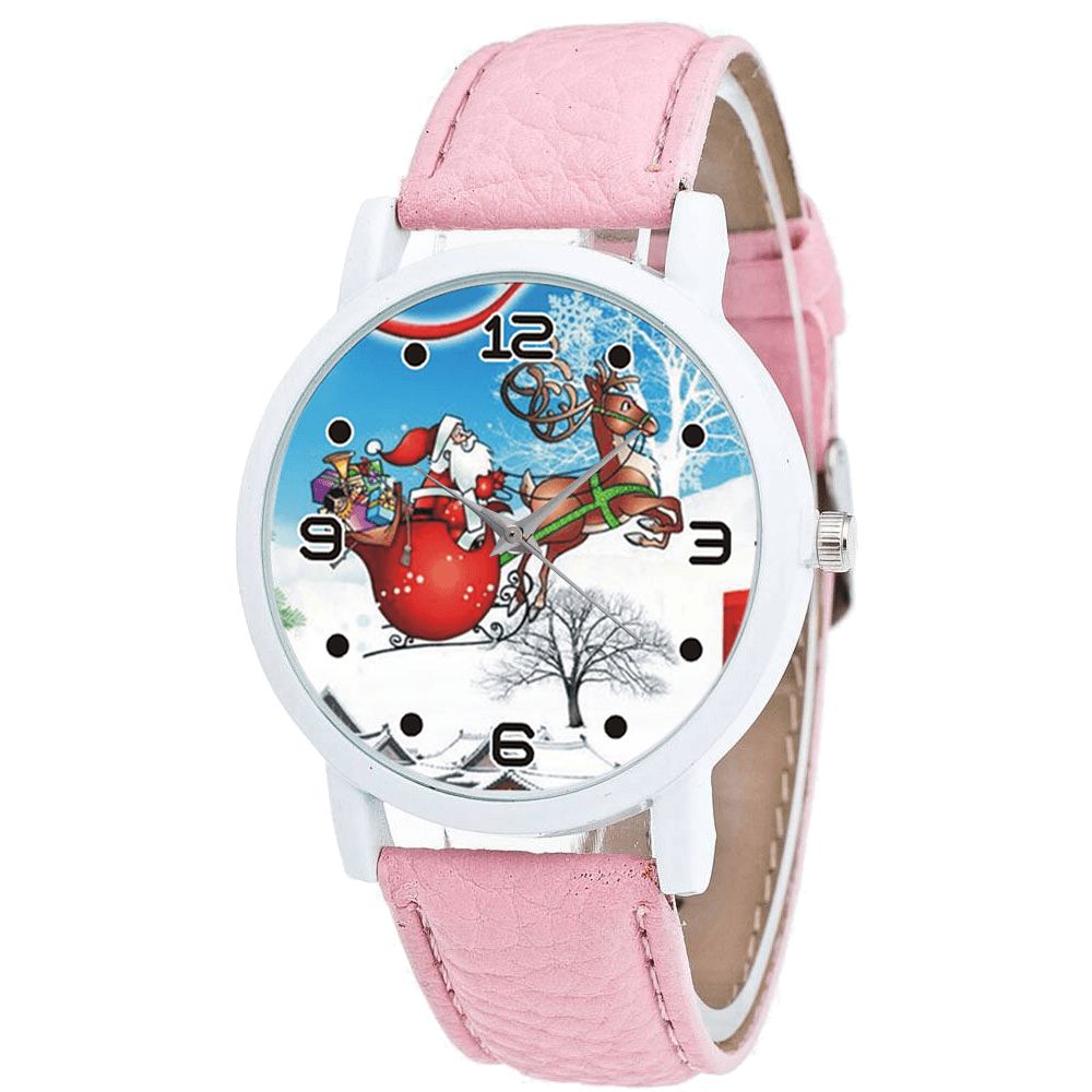 Cartoon Santa Claus Snowfield Patroon Schattig Kind Horloge Mode Kinderen Quartz Horloge