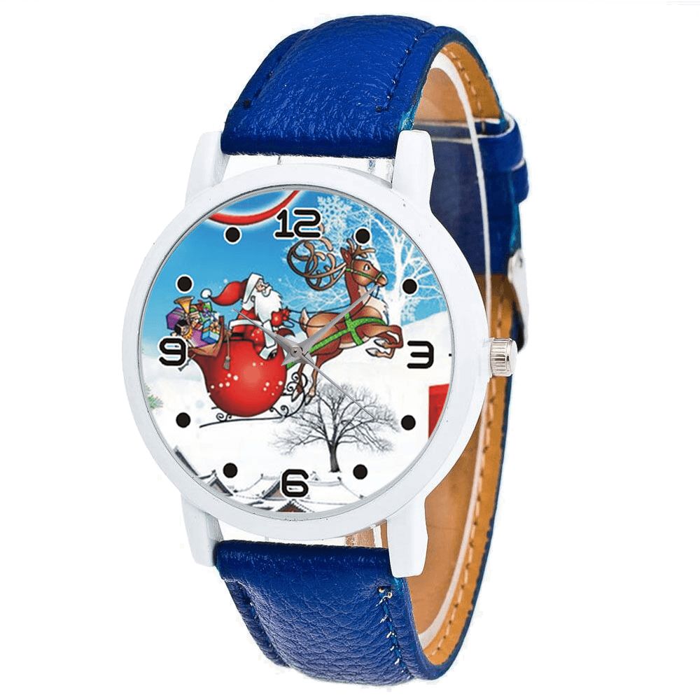 Cartoon Santa Claus Snowfield Patroon Schattig Kind Horloge Mode Kinderen Quartz Horloge