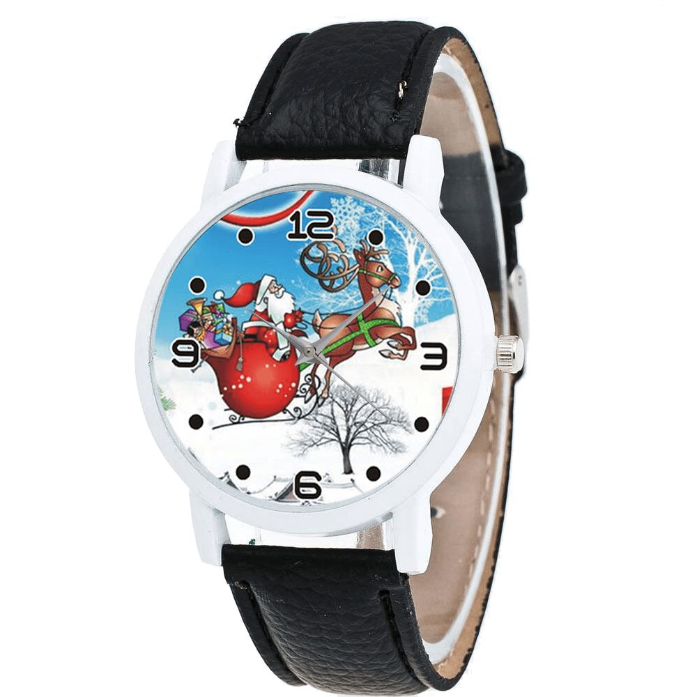 Cartoon Santa Claus Snowfield Patroon Schattig Kind Horloge Mode Kinderen Quartz Horloge