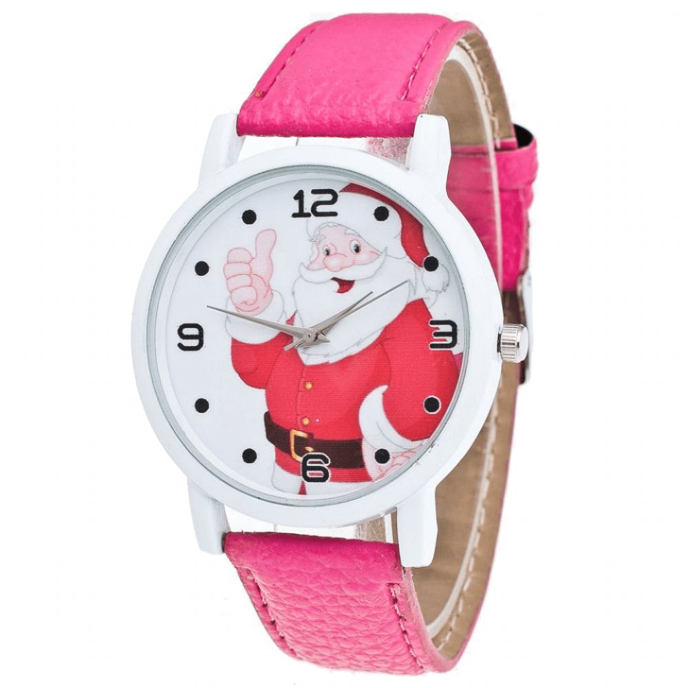 Cartoon Santa Duimen Omhoog Leuke Fahsion Kid Horloge Quartz Horloge