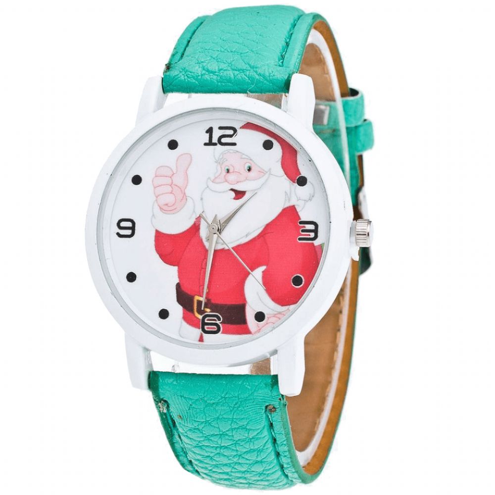 Cartoon Santa Duimen Omhoog Leuke Fahsion Kid Horloge Quartz Horloge