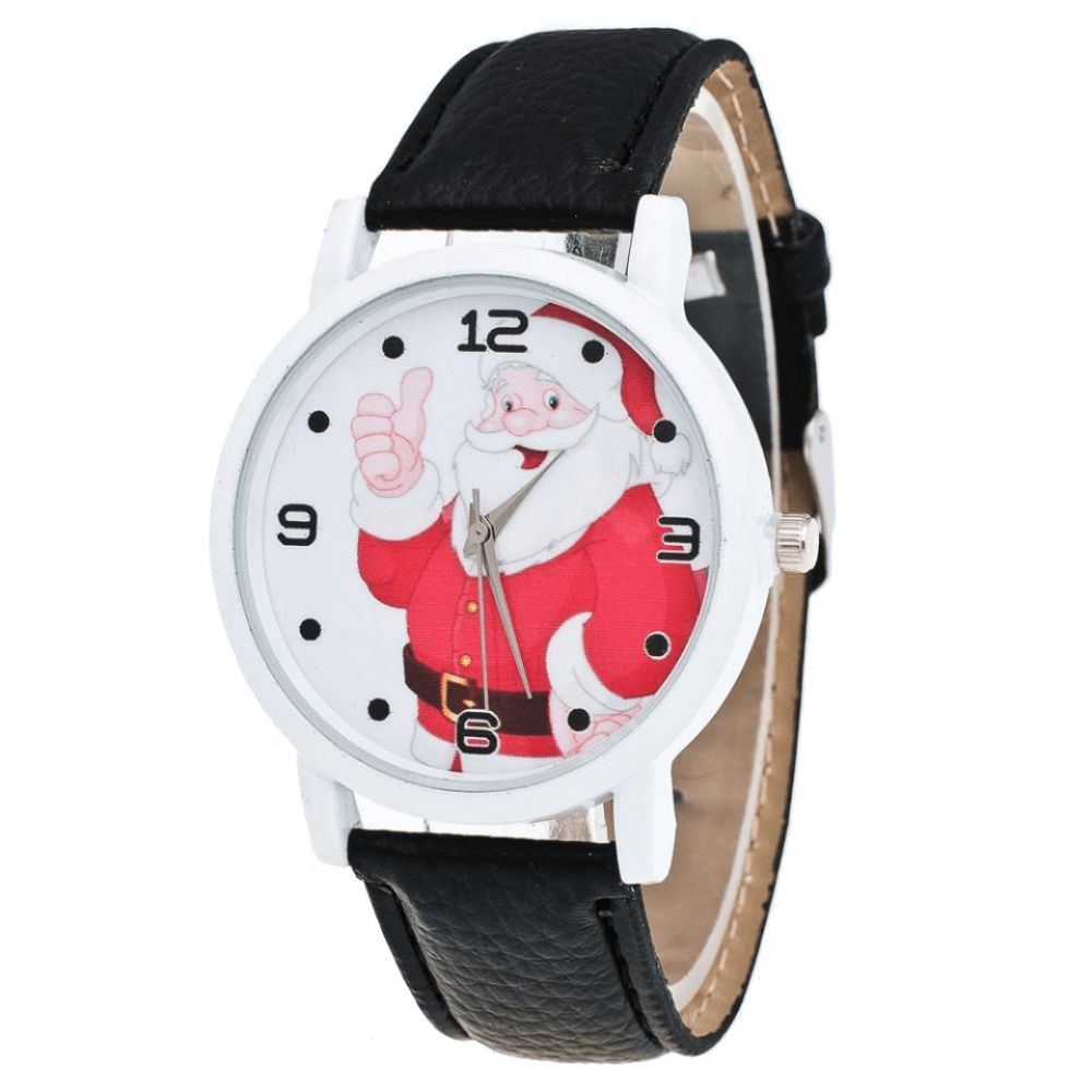 Cartoon Santa Duimen Omhoog Leuke Fahsion Kid Horloge Quartz Horloge