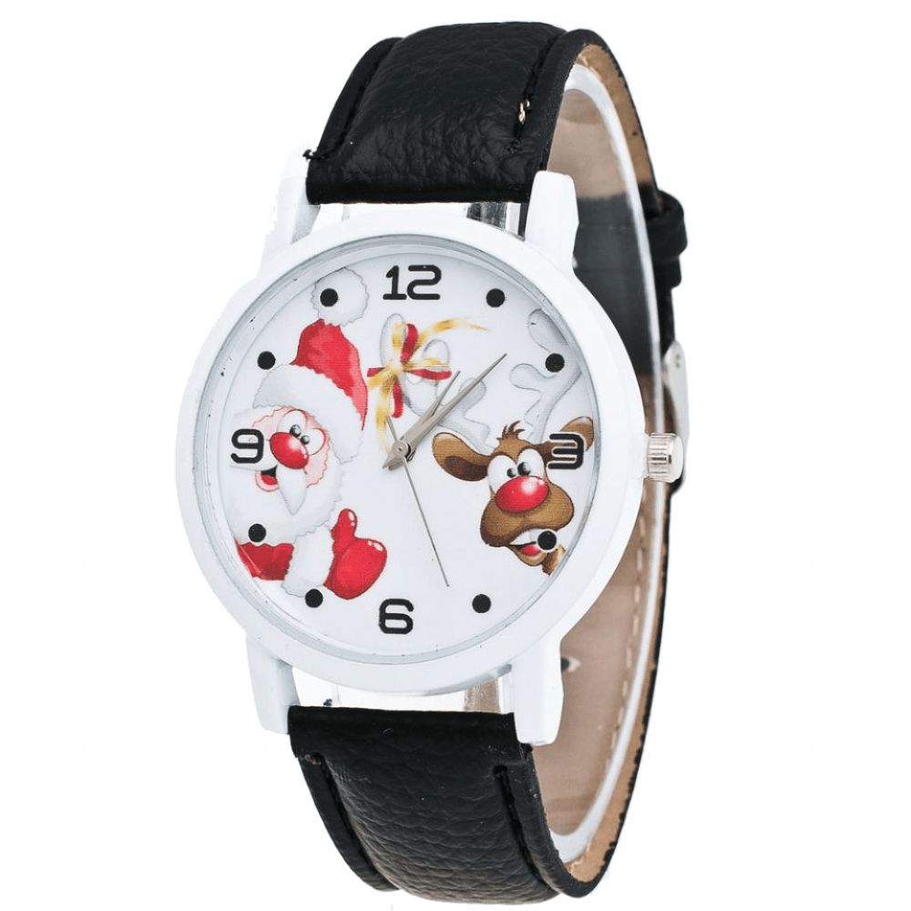 Cartoon Santa Elanden Patroon Mode Schattige Kid Horloge Kinderen Quartz Horloge