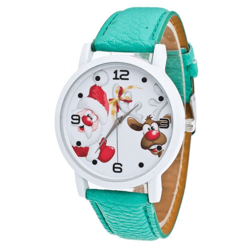 Cartoon Santa Elanden Patroon Mode Schattige Kid Horloge Kinderen Quartz Horloge