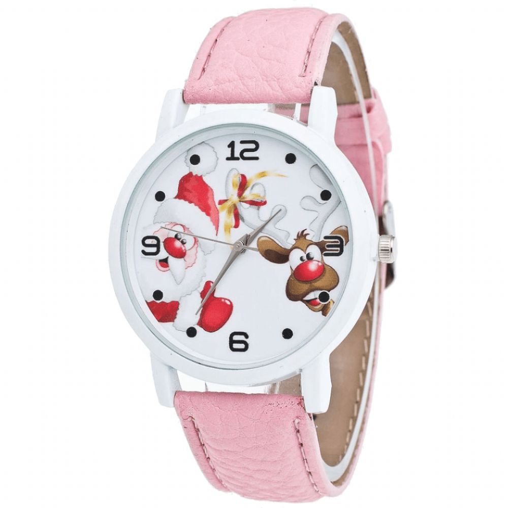 Cartoon Santa Elanden Patroon Mode Schattige Kid Horloge Kinderen Quartz Horloge