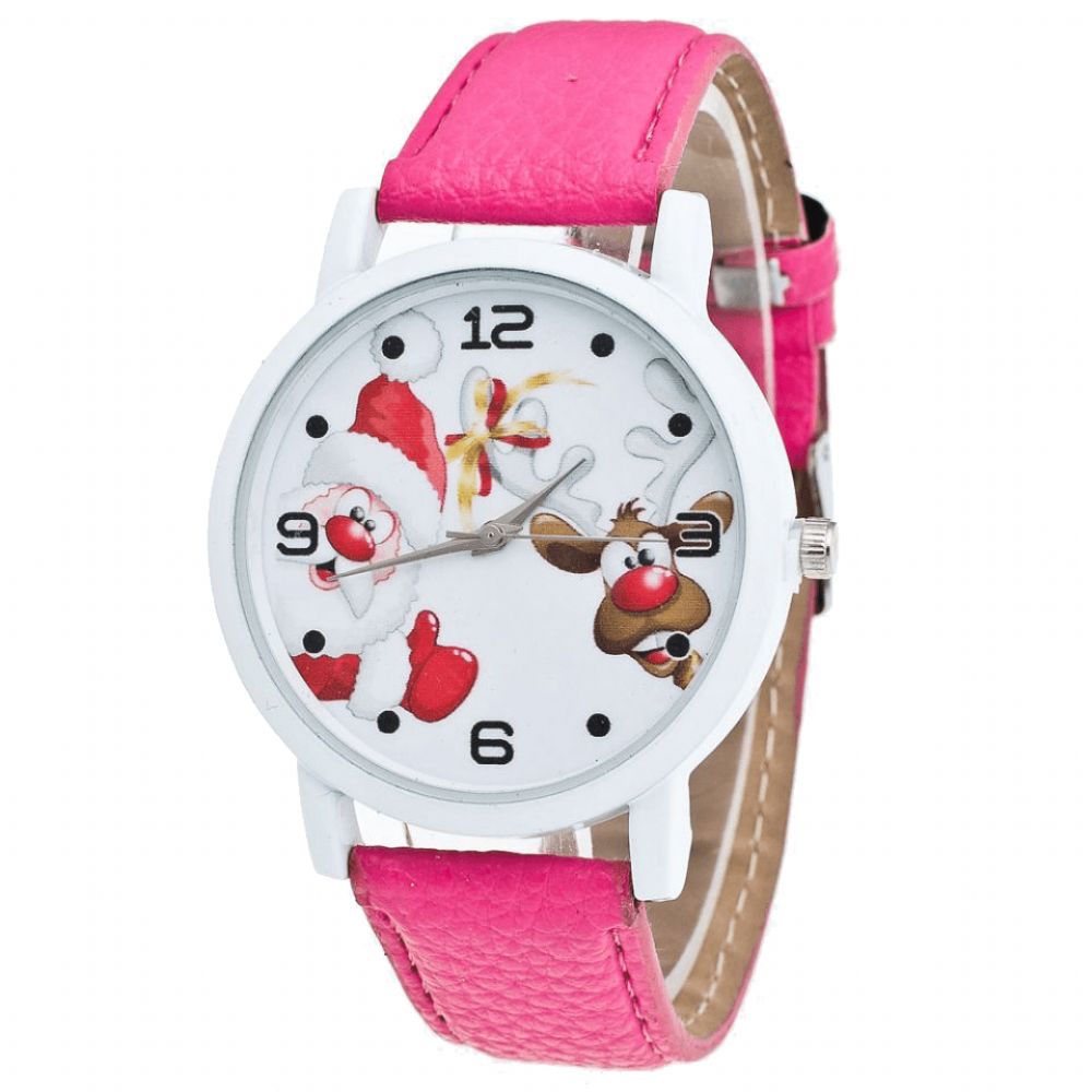 Cartoon Santa Elanden Patroon Mode Schattige Kid Horloge Kinderen Quartz Horloge