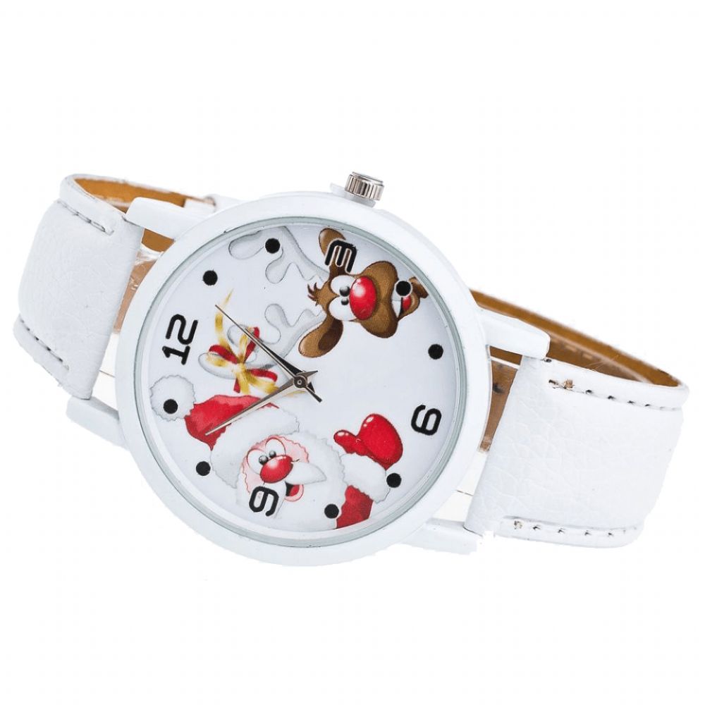 Cartoon Santa Elanden Patroon Mode Schattige Kid Horloge Kinderen Quartz Horloge