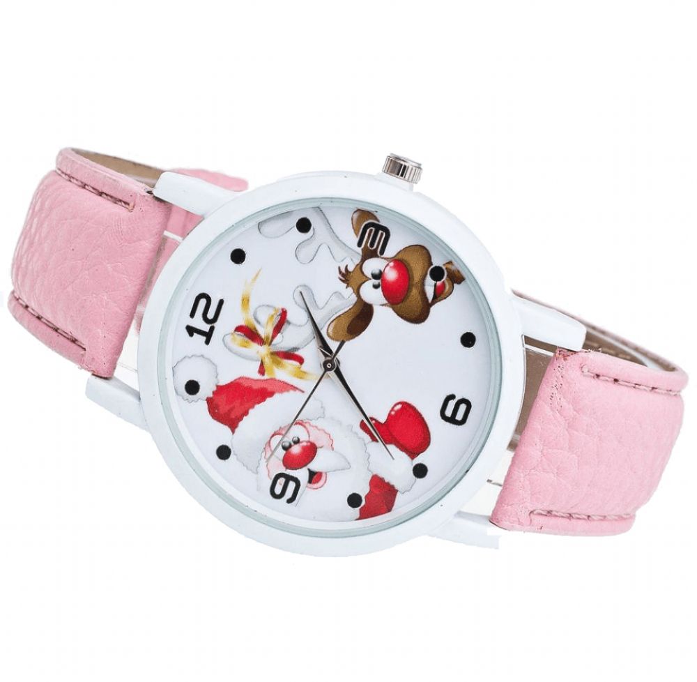 Cartoon Santa Elanden Patroon Mode Schattige Kid Horloge Kinderen Quartz Horloge