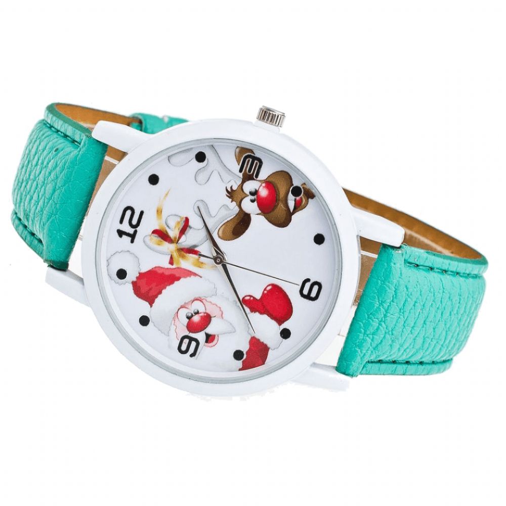 Cartoon Santa Elanden Patroon Mode Schattige Kid Horloge Kinderen Quartz Horloge