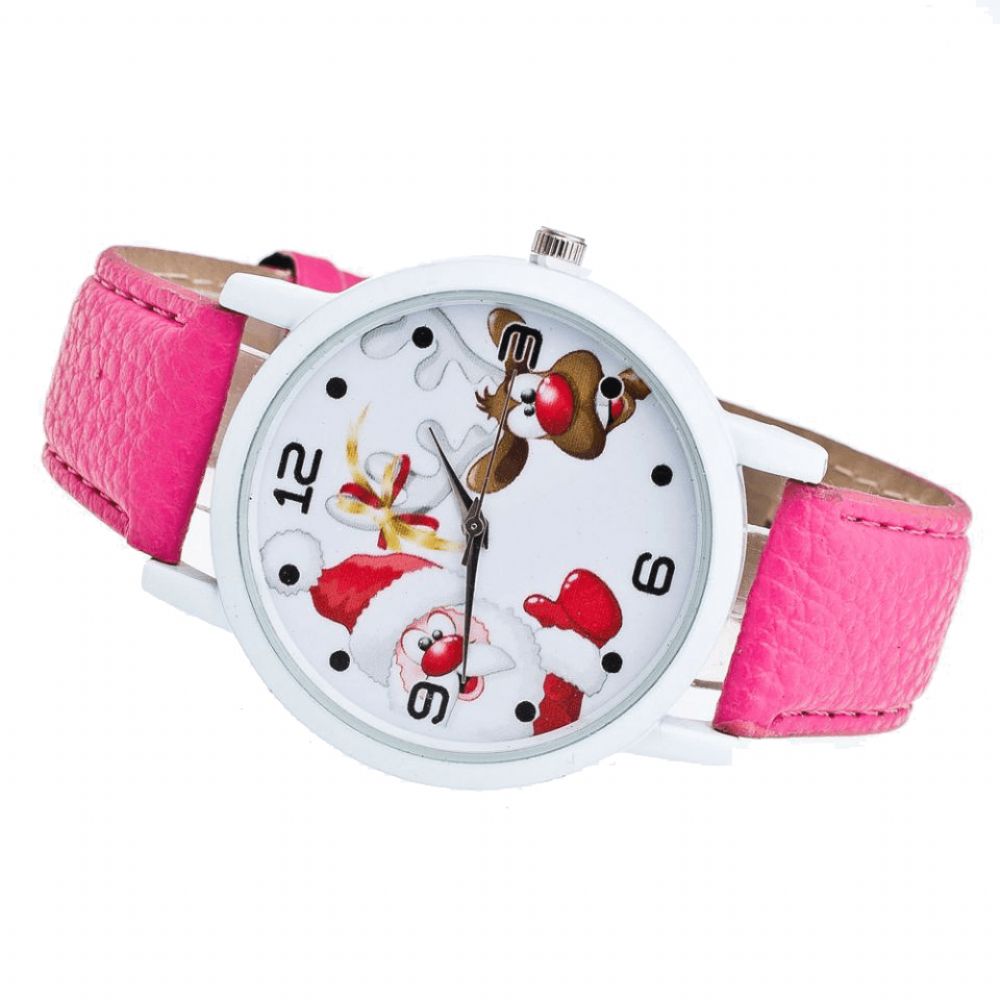 Cartoon Santa Elanden Patroon Mode Schattige Kid Horloge Kinderen Quartz Horloge