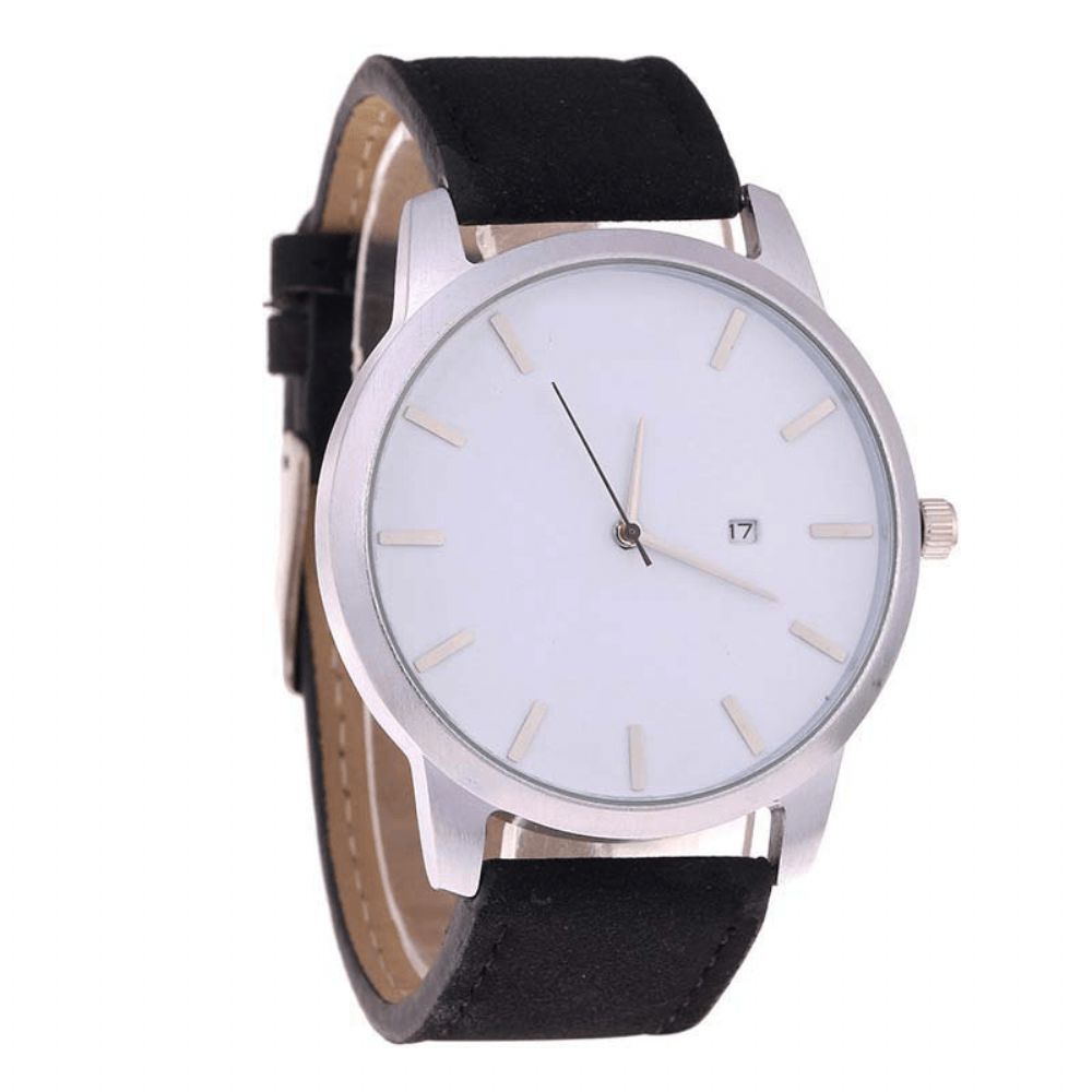 Casual Mode Grote Wijzerplaat Met Kalender Matte Pu Lederen Band Heren Polshorloge Quartz Horloge