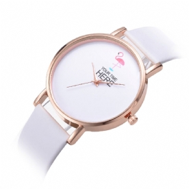 Casual Stijl Dames Polshorloge Rose Gold Case Lederen Band Quartz Horloge