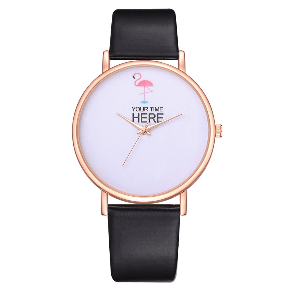 Casual Stijl Dames Polshorloge Rose Gold Case Lederen Band Quartz Horloge