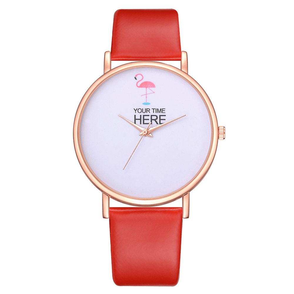 Casual Stijl Dames Polshorloge Rose Gold Case Lederen Band Quartz Horloge