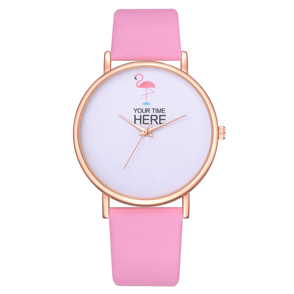 Casual Stijl Dames Polshorloge Rose Gold Case Lederen Band Quartz Horloge