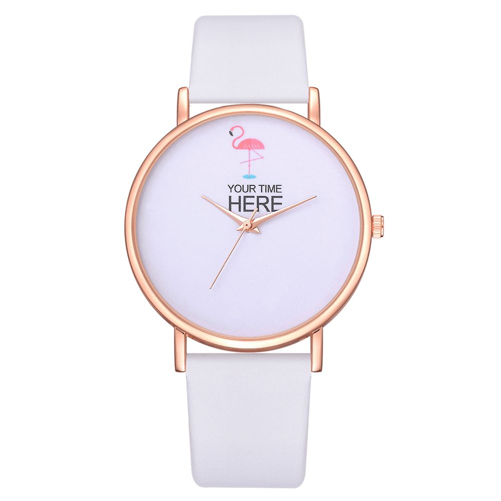 Casual Stijl Dames Polshorloge Rose Gold Case Lederen Band Quartz Horloge