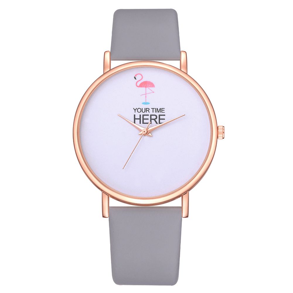 Casual Stijl Dames Polshorloge Rose Gold Case Lederen Band Quartz Horloge