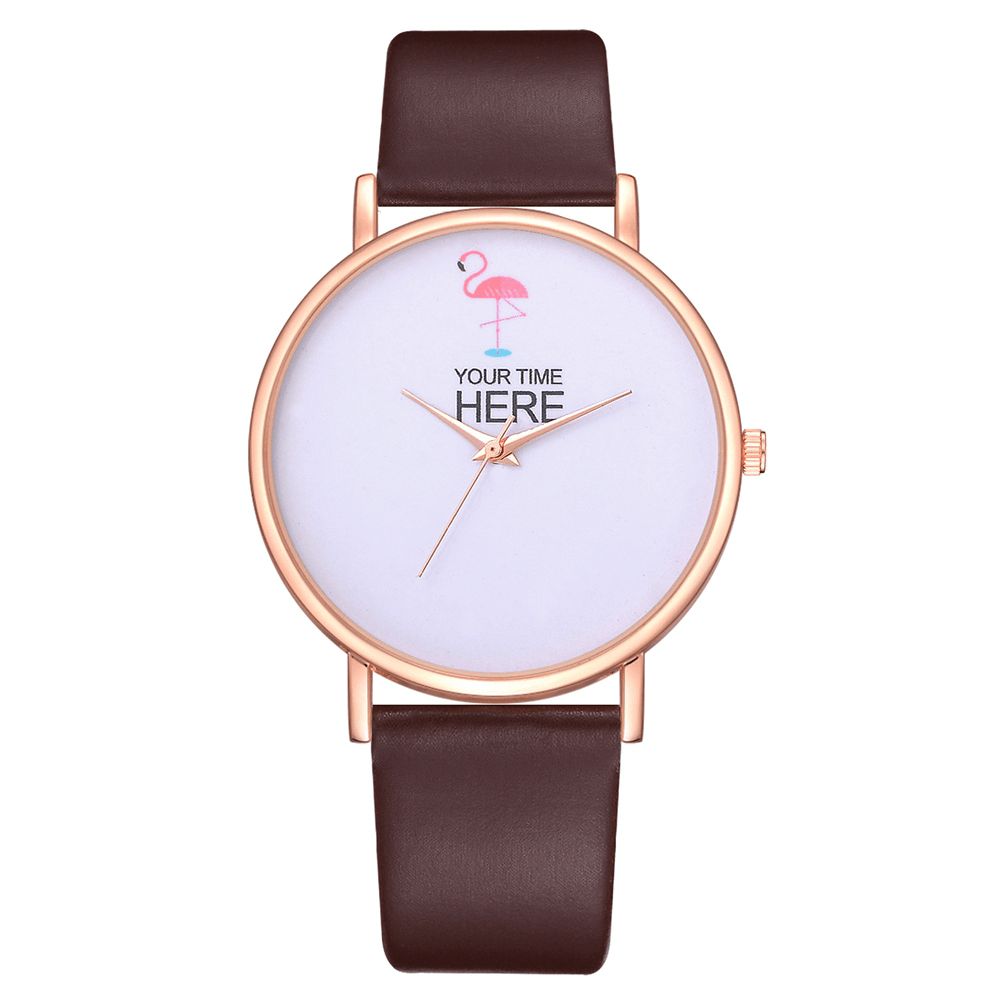 Casual Stijl Dames Polshorloge Rose Gold Case Lederen Band Quartz Horloge