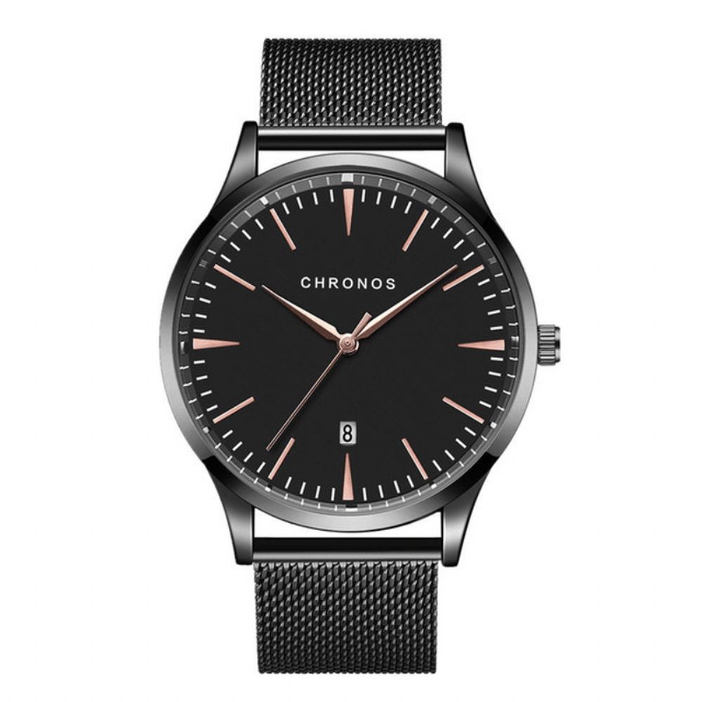 Chronos Ch27 Casual Stijl Waterdicht Heren Polshorloge 40 Mm Hardlex Wijzerplaat Ultradun Quartz Horloge