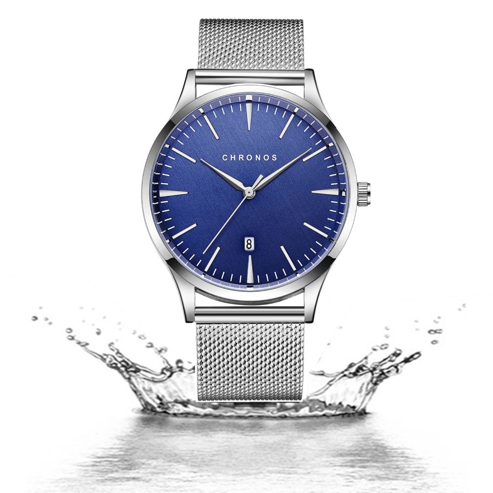 Chronos Ch27 Casual Stijl Waterdicht Heren Polshorloge 40 Mm Hardlex Wijzerplaat Ultradun Quartz Horloge