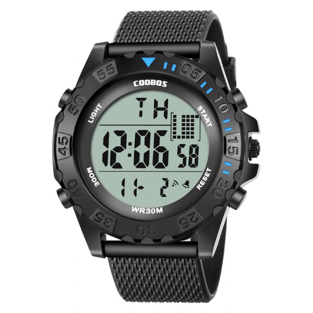 Coobos 0902 Multifunctionele Lichtgevende Led Display Stopwatch Chronograaf Kalender Wekker Waterdicht Outdoor Mannen Digitale Horloge