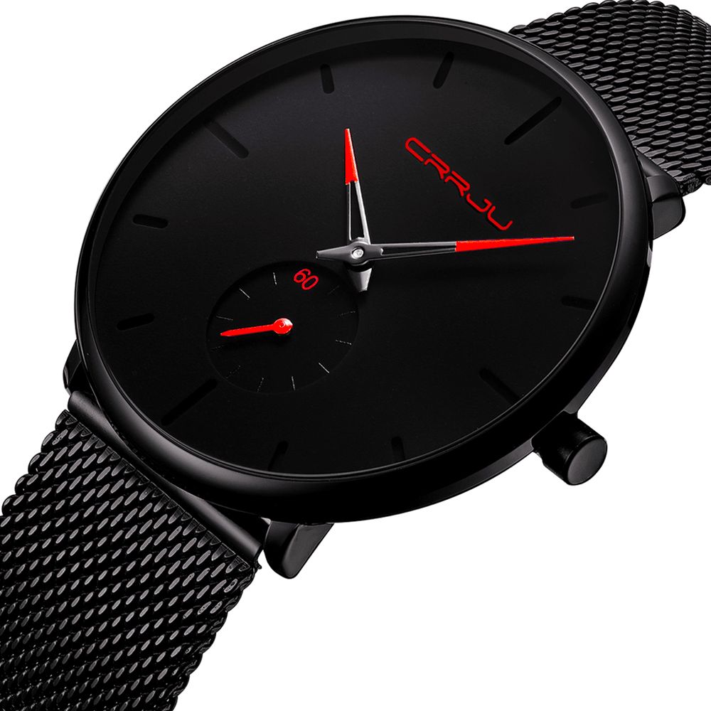 Crrju 2150 Eenvoudige Wijzerplaat Heldere Naald Heren Mode Quartz Horloge