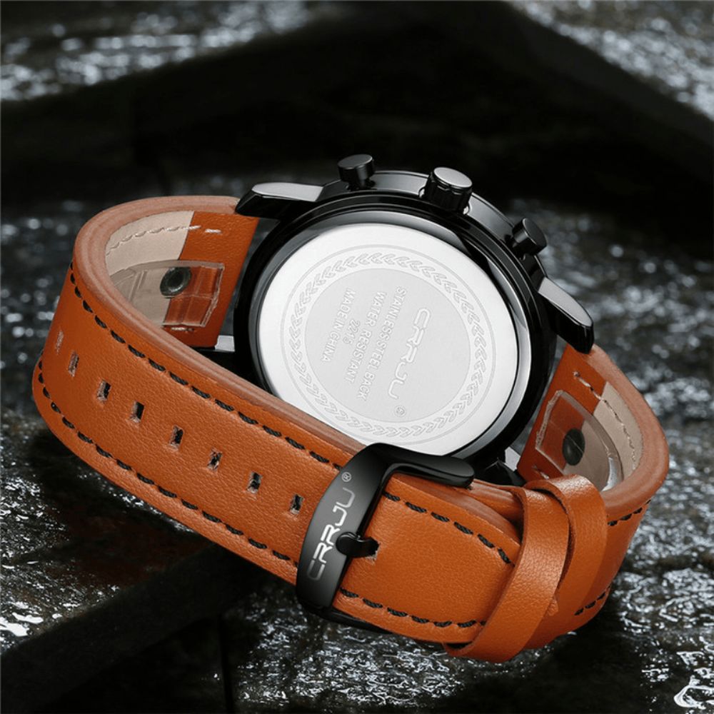 Crrju 2215 Chronograaf Casual Stijl Heren Polshorloge Lichtgevende Display Quartz Horloge