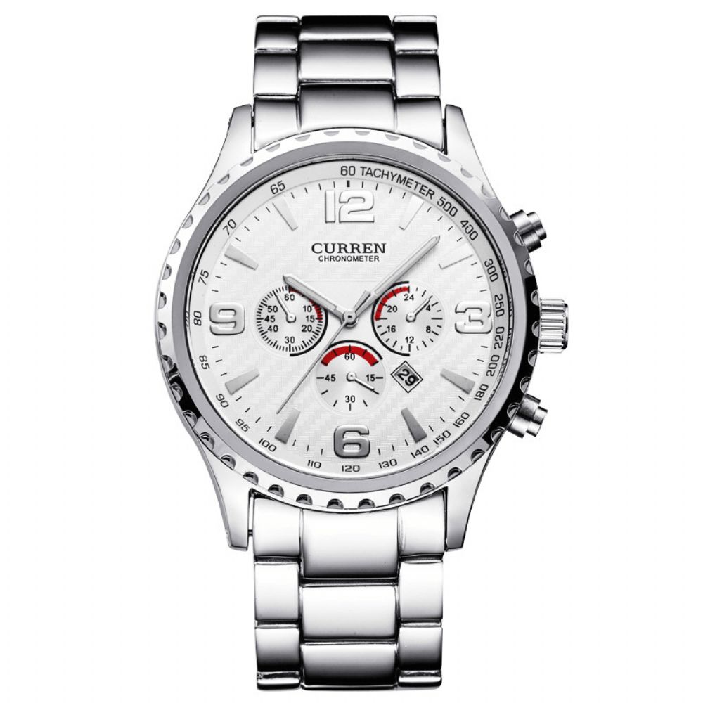 Curren 8056 Volledig Stalen Zakelijke Stijl Heren Polshorloge Waterdichte Quartz Horloges