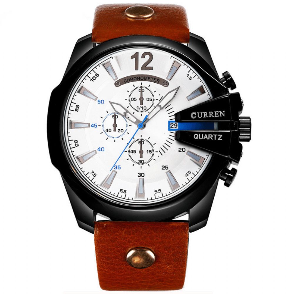 Curren 8176 Mode Heren Horloge Creatieve Wijzerplaat Waterdicht Lederen Band Quartz Horloge